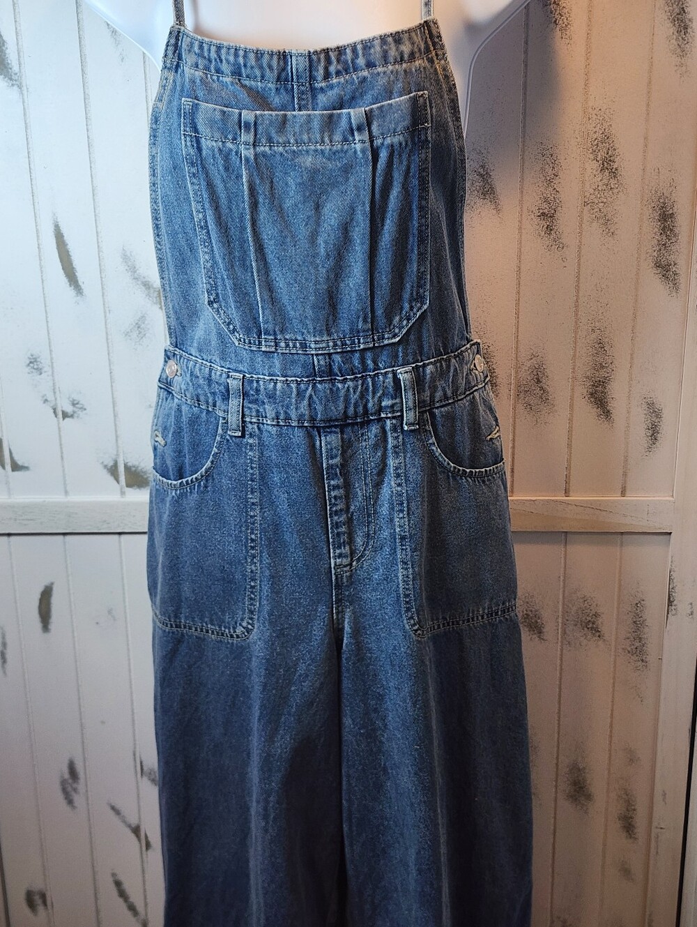 Zenana Wide Leg Denim Overalls - Blue - Picture 5 of 9